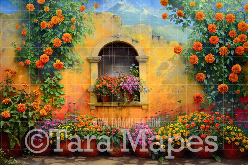 Spanish Wall Style Digital Backdrop - Colorful Digital Backdrop