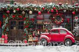 Santa&#39;s Garage Digital Backdrop - Free Snow overlay - Christmas Holiday Digital Background Backdrop JPG