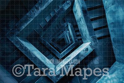 Labyrinth Stairs Digital Backdrop - Surreal Stairs -  Maze Stairs Digital Background JPG