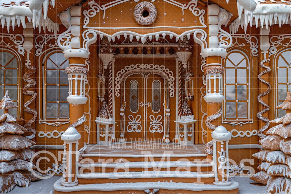 Christmas Gingerbread House Digital Backdrop - Christmas Gingerbread  - Christmas Digital Background