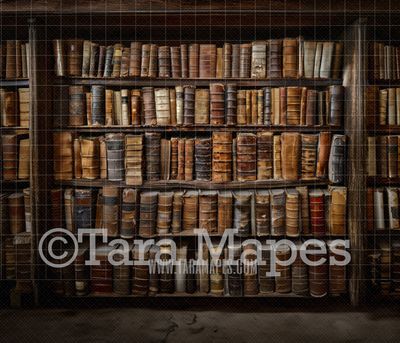 Library Wall of Books Digital Background - Book Wall Digital Backdrop JPG