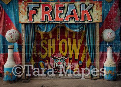Freak Show Circus Tent Digital Background - Grunge Circus Digital Background (JPG FILE)
