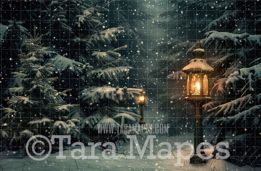 Christmas Forest of Trees Digital Backdrop - Christmas Digital Background Backdrop JPG - Free Snow Overlay