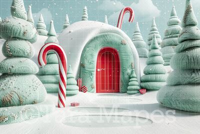 Whimsyville Christmas Town Digital Backdrop - Whimsical Colorful Christmas  Town Digital Background JPG