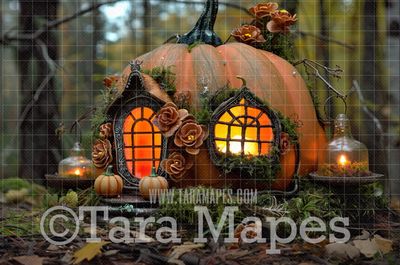 Halloween Digital Background - Pumpkin Room Digital Backdrop