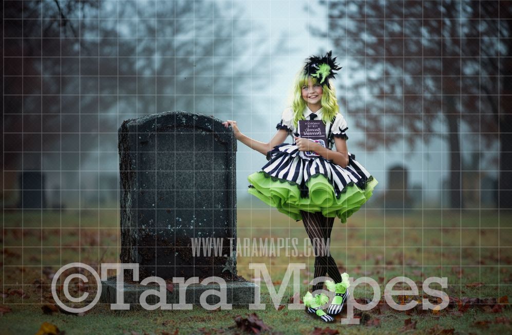 Foggy Cemetery Digital Backdrop - Halloween Fall Digital Background