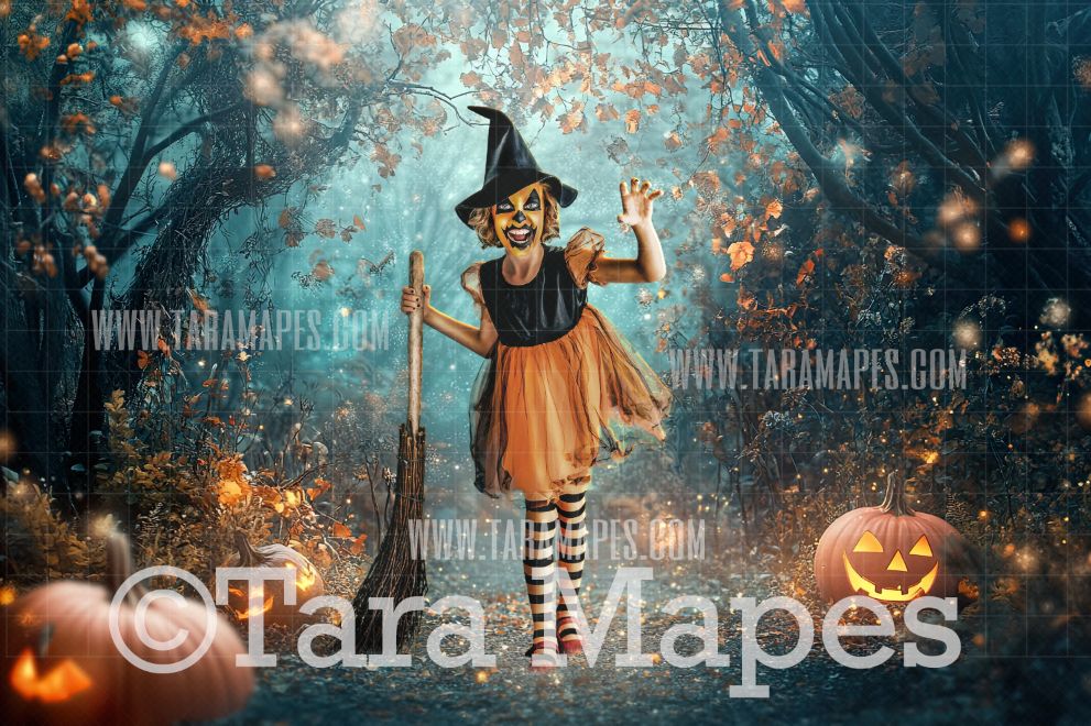 Halloween Path Digital Backdrop - Haunted House  - Halloween Digital Background