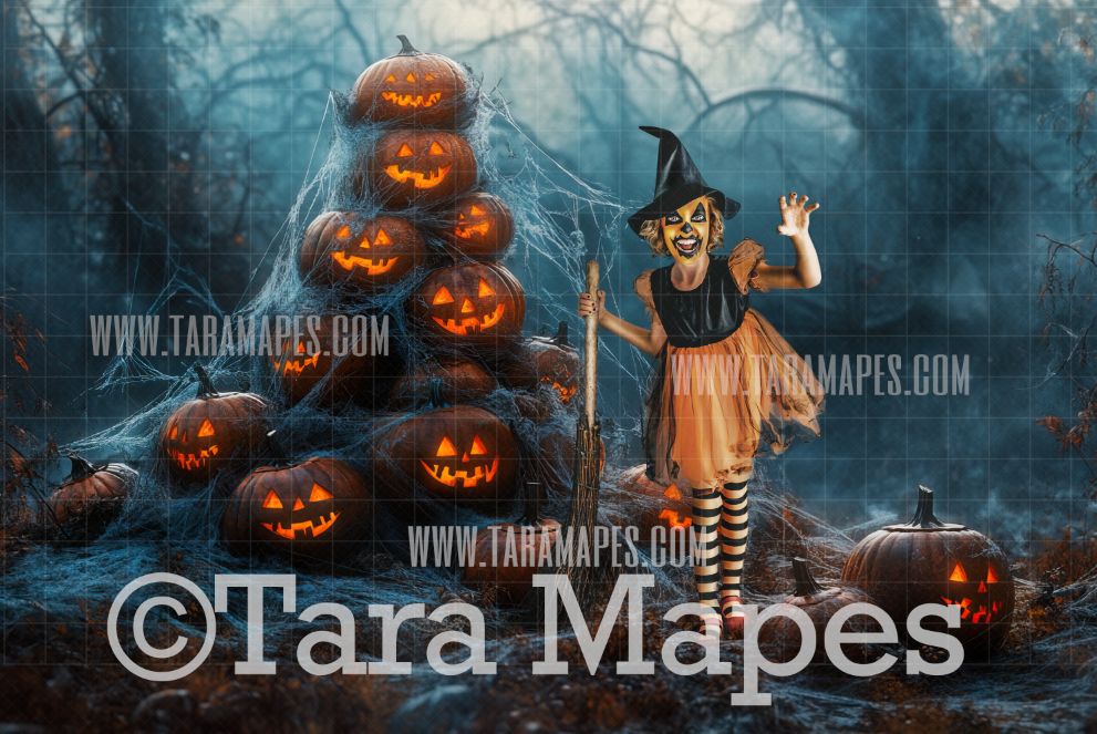 Stack of Pumpkins Digital Backdrop - Halloween Digital Background Backdrop