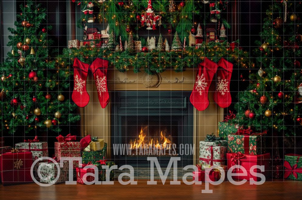Christmas Fireplace Christmas Digital Background JPG