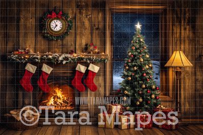 Painterly Christmas Mantle Christmas Digital Background JPG