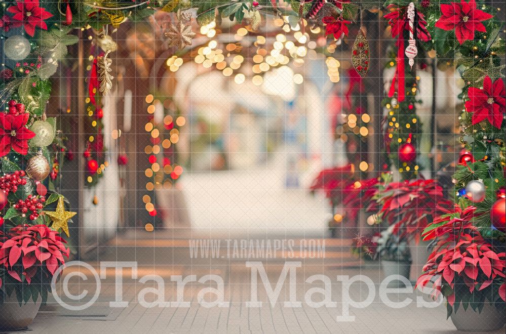 Christmas Alley Street Digital Background -  Blurred Christmas City Background- JPG File