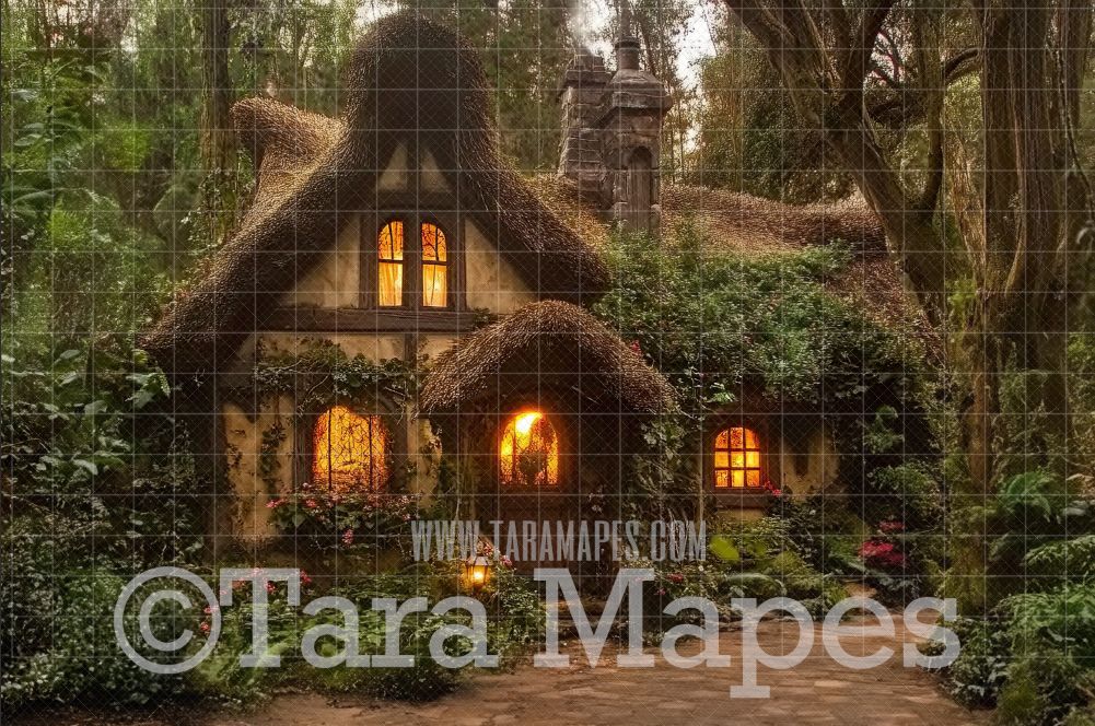 Dwarves Cottage Digital Backdrop - Dwarf House -Snow White Digital Background JPG