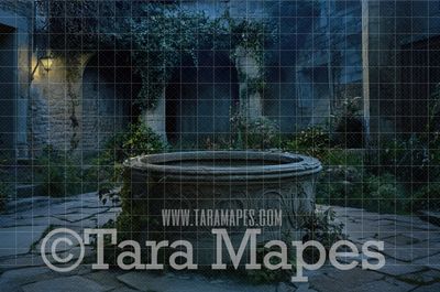 Castle Fountain Square Digital Backdrop - Snow White Digital Background JPG