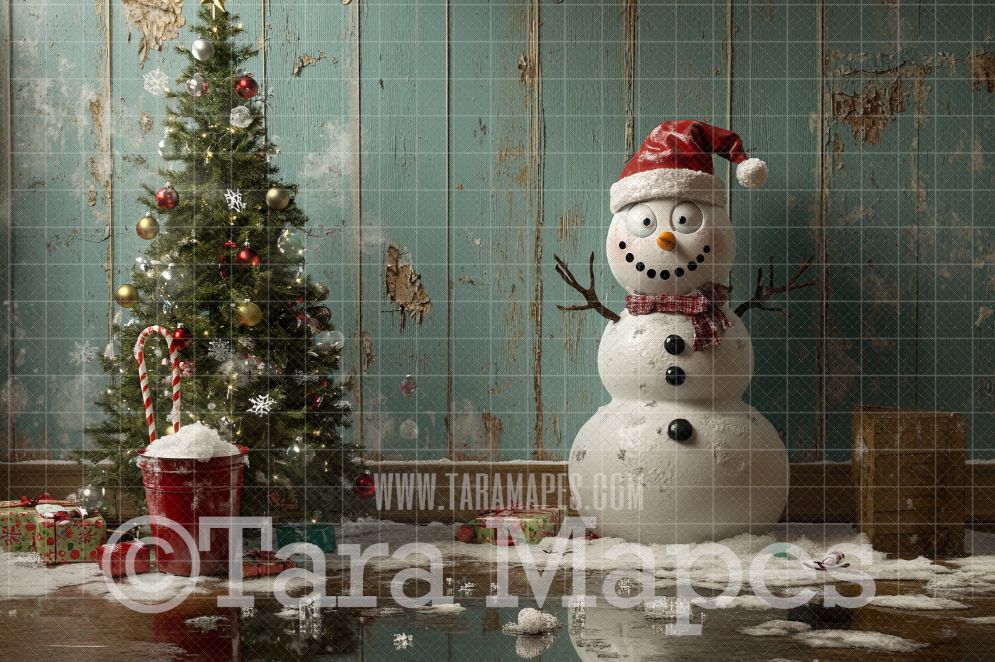Snowman Melting Digital Backdrop - Free Snow overlay - Christmas Holiday Digital Background Backdrop JPG