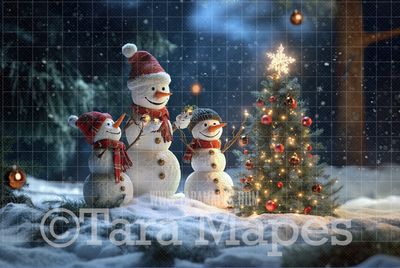 Snowman Snowball Fight Digital Backdrop - Free Snow overlay - Christmas Holiday Digital Background Backdrop JPG