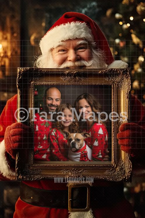 Santa Holding Christmas Frame Digital Frame - Layered PSD Christmas Frame Digital Background - Backdrop