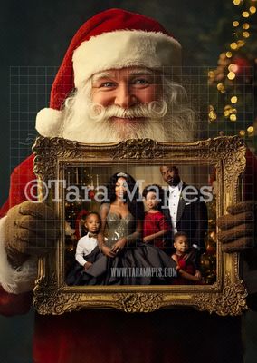 Santa Holding Christmas Frame Digital Frame - Layered PSD Christmas Frame Digital Background - Backdrop