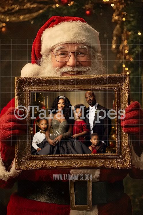 Santa Holding Christmas Frame Digital Frame - Layered PSD Christmas Frame Digital Background - Backdrop