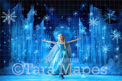 Ice Castle Moon Digital Backdrop - Frozen Castle Entrance - Ice House - Frozen House - Frozen Castle Digital Background