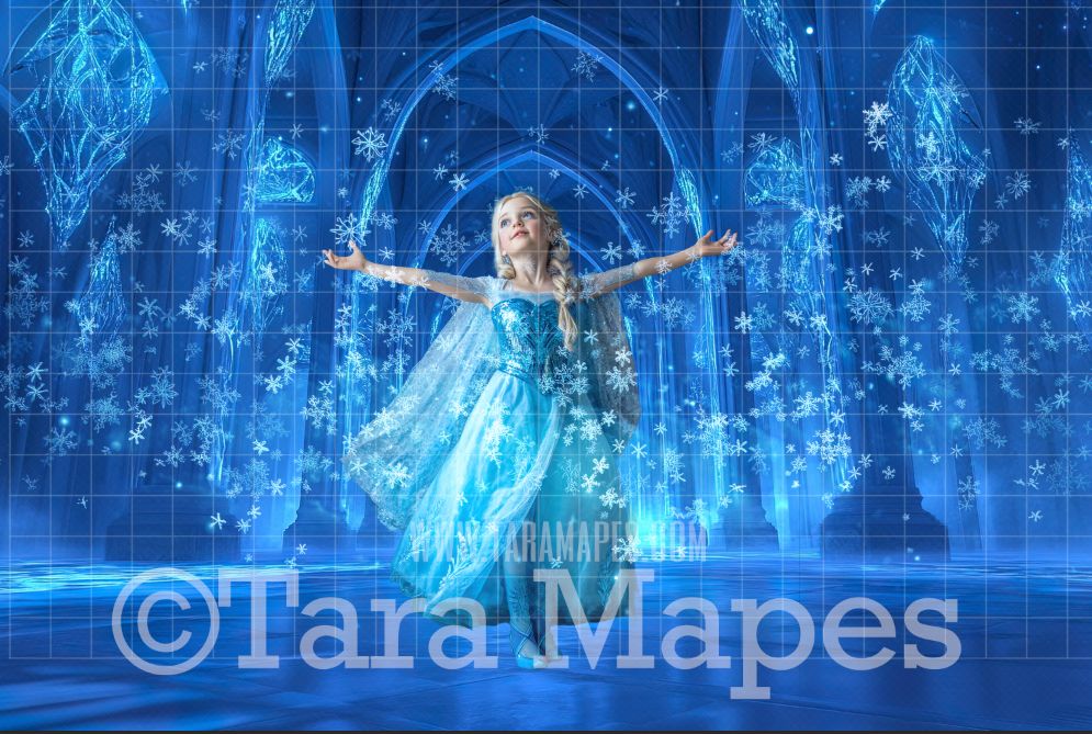 Ice Castle Digital Backdrop - Frozen Castle Entrance - Ice House - Frozen House - Frozen Castle Digital Background