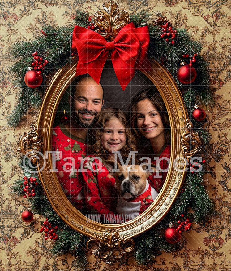 Vintage Christmas Frame Digital Frame - Layered PSD Christmas Frame Digital Background - Backdrop