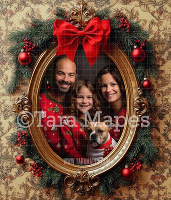 Vintage Christmas Frame Digital Frame - Layered PSD Christmas Frame Digital Background - Backdrop