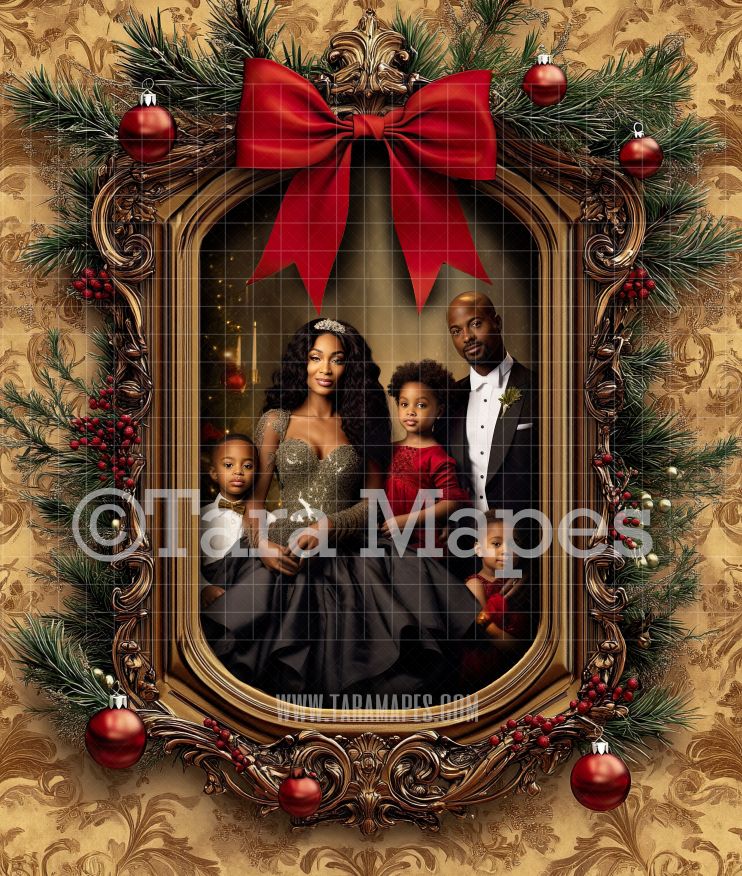 Vintage Christmas Frame Digital Frame - Layered PSD Christmas Frame Digital Background - Backdrop