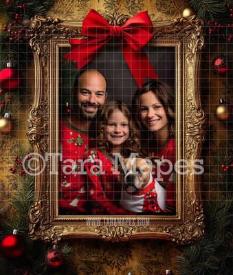 Vintage Christmas Frame Digital Frame - Layered PSD Christmas Frame Digital Background - Backdrop