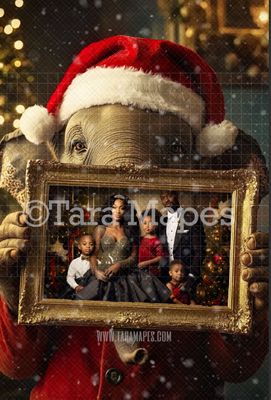 Elephant Holding Christmas Frame Digital Frame - Layered PSD Christmas Frame Digital Background - Backdrop