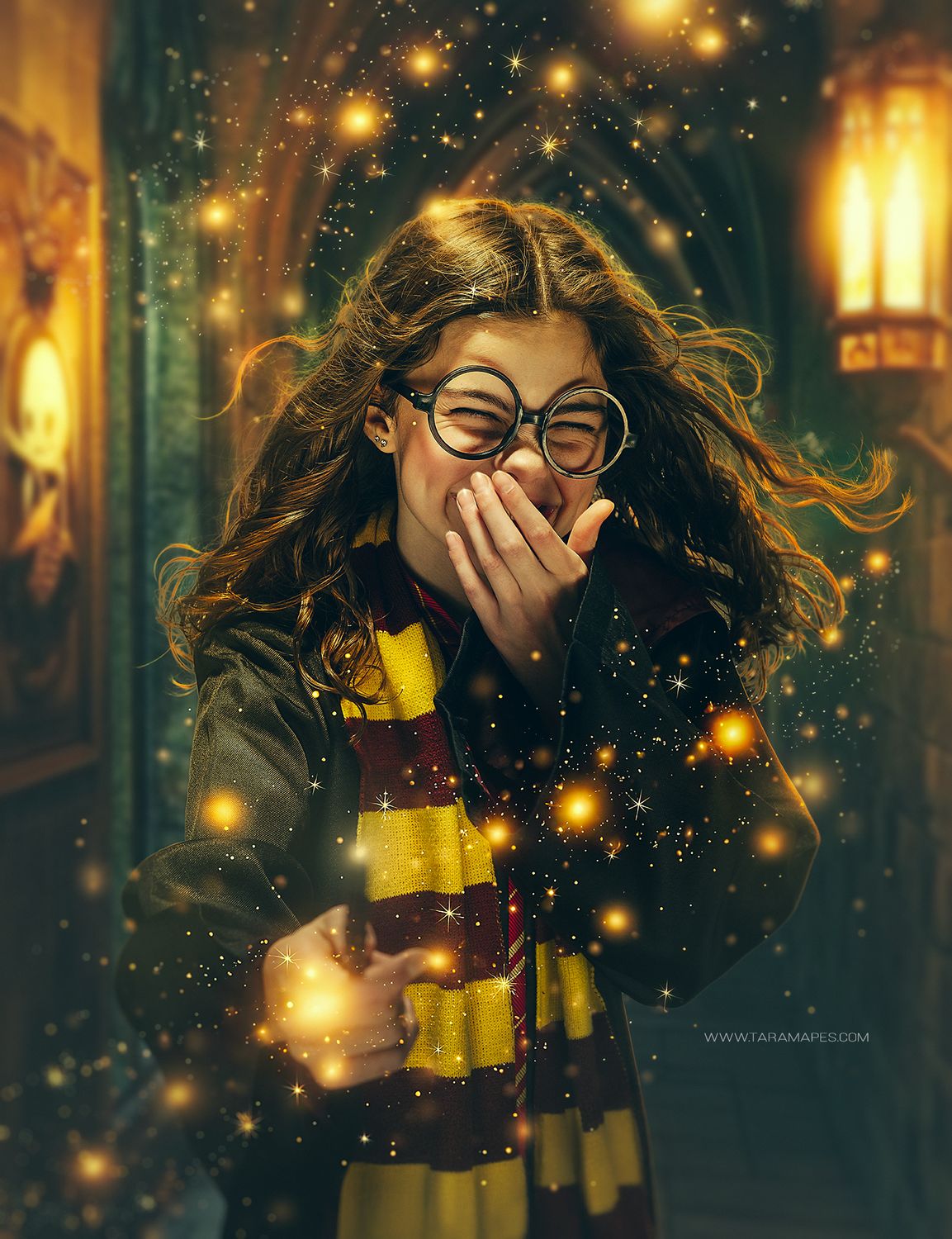 Wizard Hallway Digital Backdrop -  Magic Wizard Digital Background