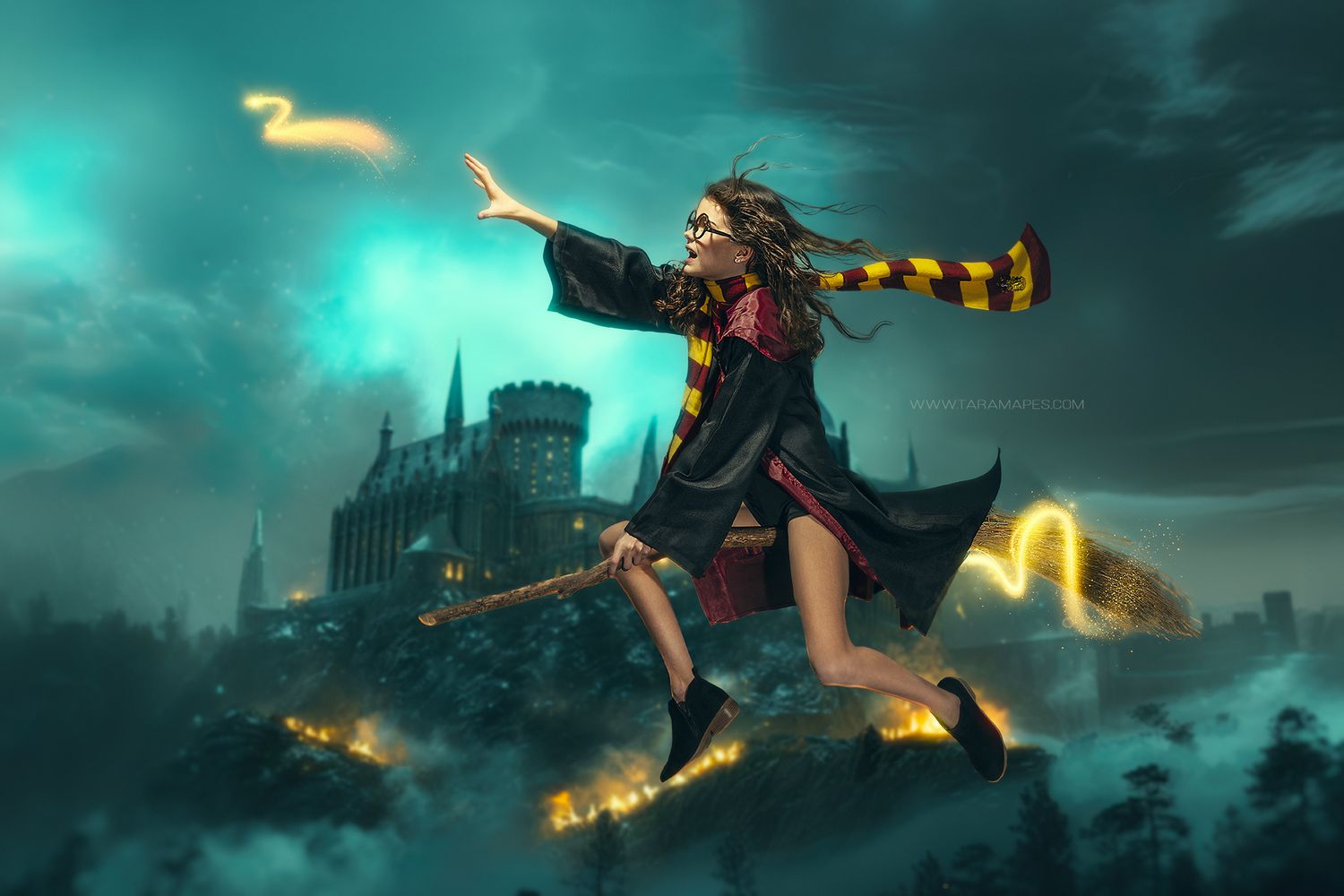 Blurred Castle Digital Backdrop -  Magic Wizard Digital Background