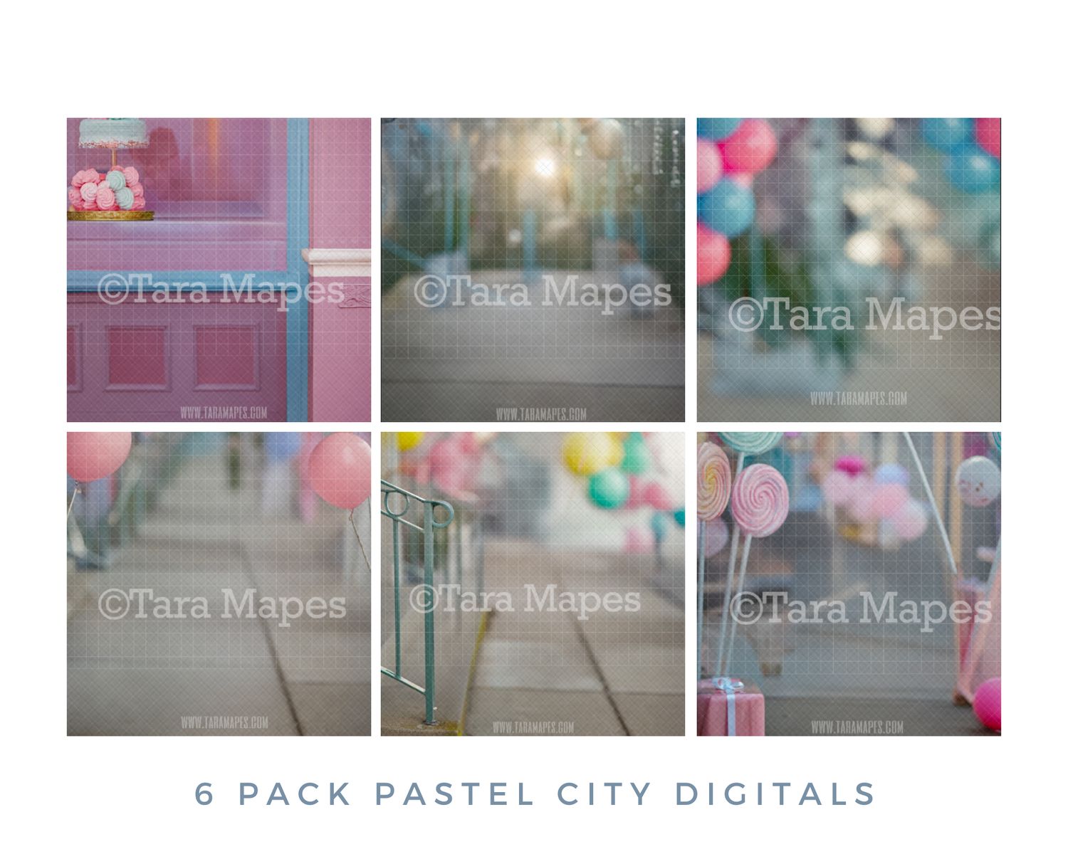 6 PACK of Pastel City Digital Backgrounds - Blurred Bokeh Digital Backgrounds by Tara Mapes