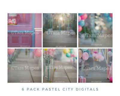 6 PACK of Pastel City Digital Backgrounds - Blurred Bokeh Digital Backgrounds by Tara Mapes