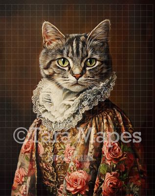 Renaissance Pet Portrait PSD Template- Pet Painting Portrait 01    - Layered PSD Digital Background Backdrop