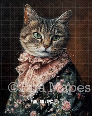 Renaissance Pet Portrait PSD Template- Pet Painting Portrait 02    - Layered PSD Digital Background Backdrop