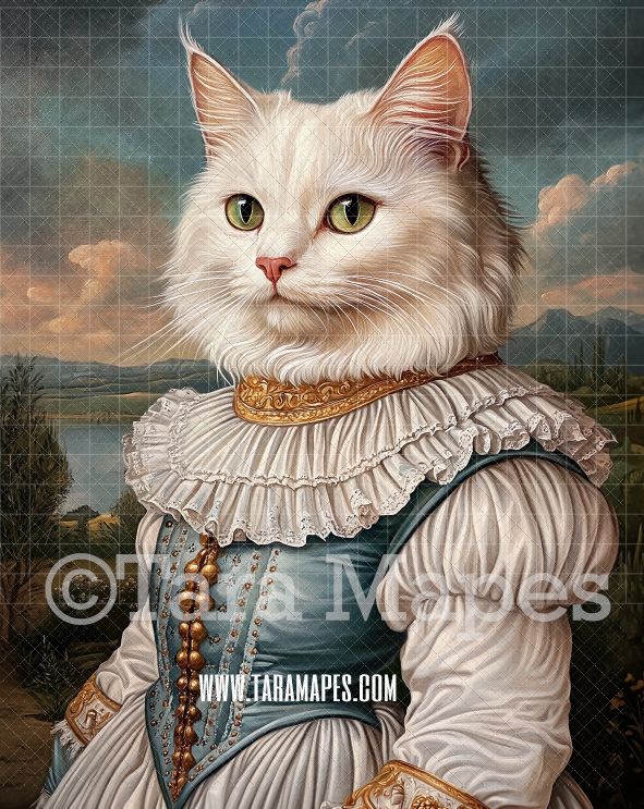 Renaissance Pet Portrait PSD Template- Pet Painting Portrait 08    - Layered PSD Digital Background Backdrop