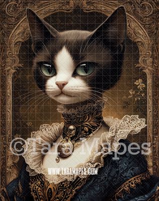 Renaissance Pet Portrait PSD Template- Pet Painting Portrait 15    - Layered PSD Digital Background Backdrop