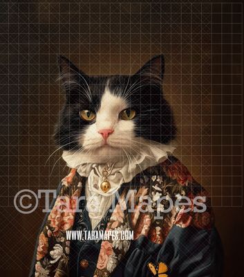Renaissance Pet Portrait PSD Template- Pet Painting Portrait 16    - Layered PSD Digital Background Backdrop