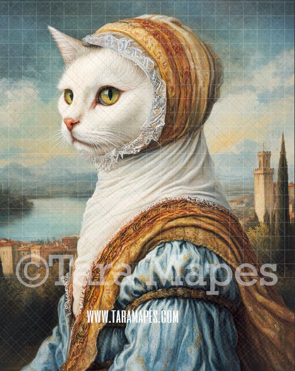 Renaissance Pet Portrait PSD Template- Pet Painting Portrait 10    - Layered PSD Digital Background Backdrop
