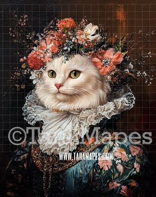 Renaissance Pet Portrait PSD Template- Pet Painting Portrait 15    - Layered PSD Digital Background Backdrop