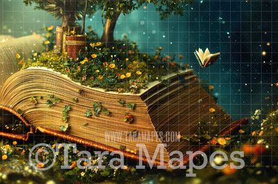 Magic Book Digital Background - Book World Digital Backdrop JPG