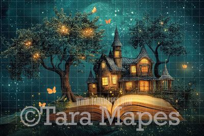 Magic Book World Digital Background - Book World Digital Backdrop JPG