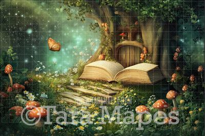 Magic Book Tree Digital Background - Tree House Digital Backdrop JPG