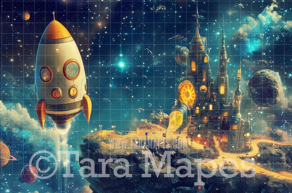 Space Digital Background - Alien Planet  Outer space Digital Backdrop