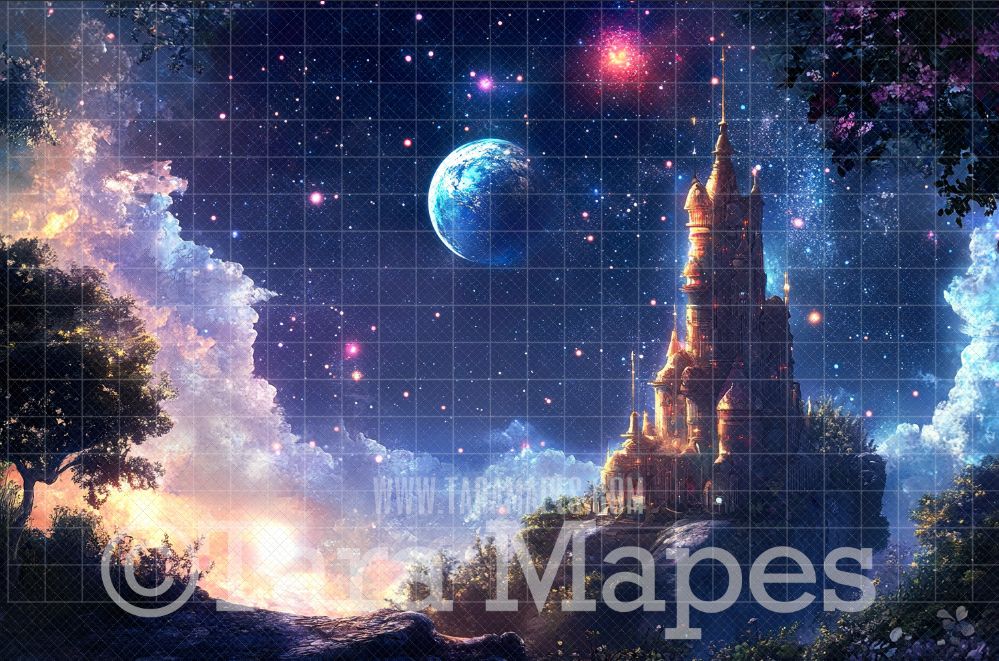 Painterly Space World Digital Background - Alien Planet  Outer space Digital Backdrop
