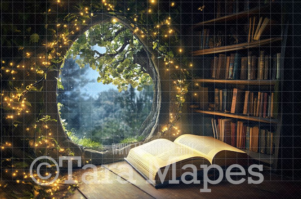 Magic Book Tree Digital Background - Tree House Digital Backdrop JPG