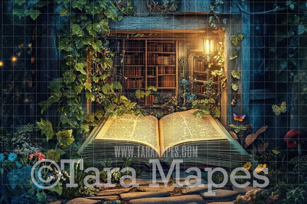 Magic Book Tree Digital Background - Tree House Digital Backdrop JPG