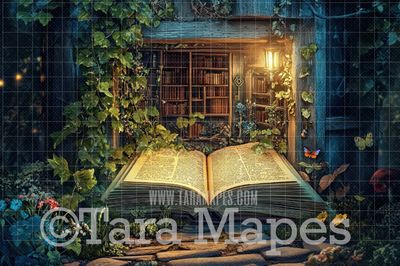 Magic Book Tree Digital Background - Tree House Digital Backdrop JPG