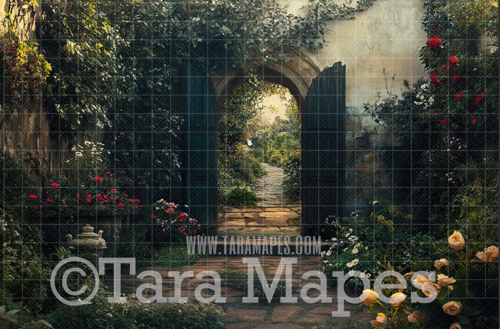 Secret Garden Digital Backdrop - Garden Digital Background JPG File -  Secret Garden Door Digital Background