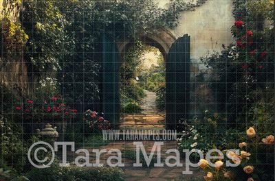 Secret Garden Digital Backdrop - Garden Digital Background JPG File -  Secret Garden Door Digital Background